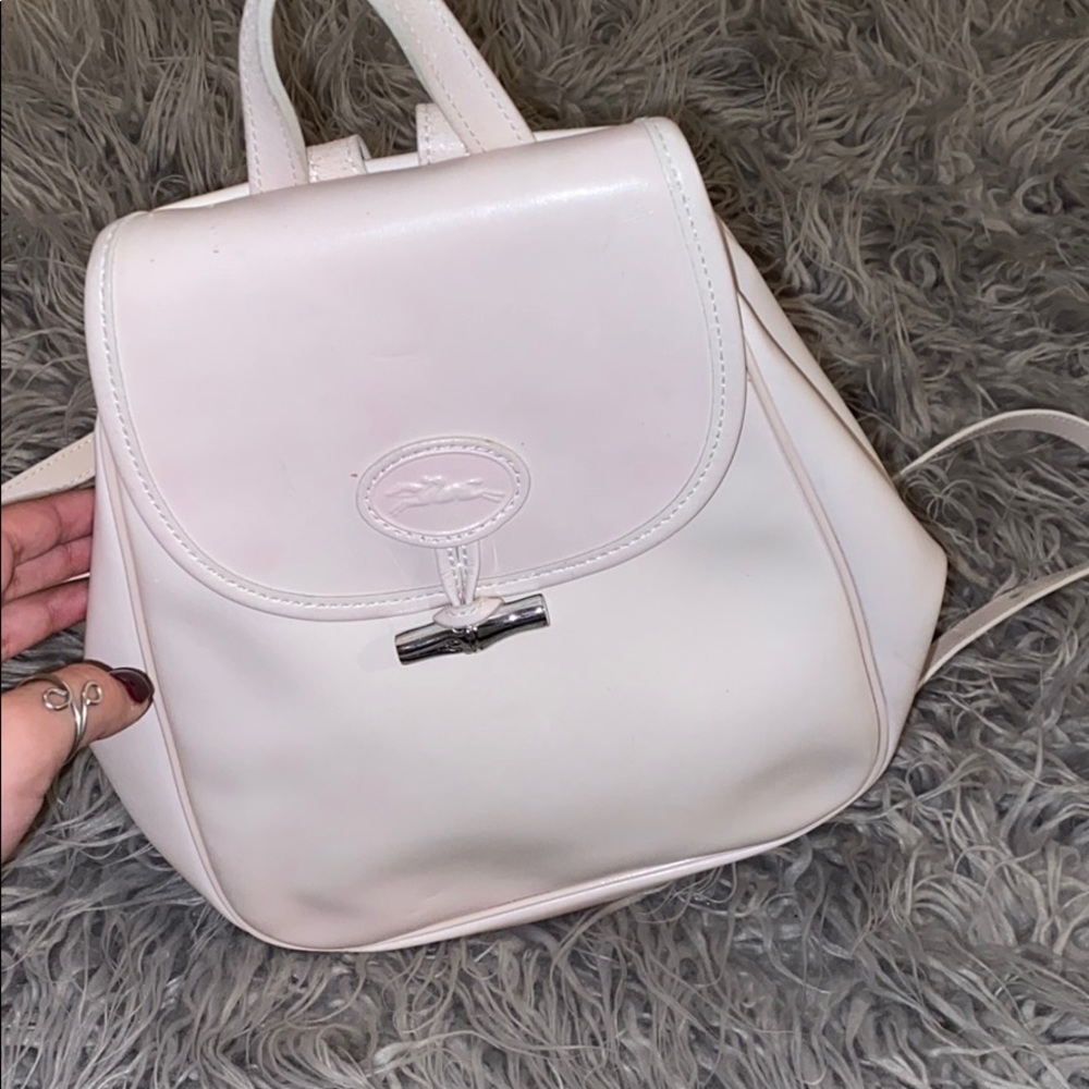 Vintage Longchamp Baby Pink Leather Mini Backpack